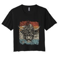 Scottish Highland Cow Cattle Hairy Cow Flowers Woman Women's Crop Top Tee