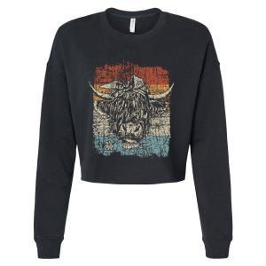 Scottish Highland Cow Cattle Hairy Cow Flowers Woman Cropped Pullover Crew