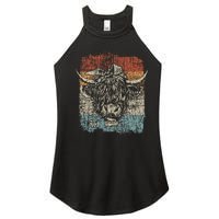 Scottish Highland Cow Cattle Hairy Cow Flowers Woman Women's Perfect Tri Rocker Tank