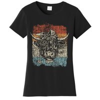 Scottish Highland Cow Cattle Hairy Cow Flowers Woman Women's T-Shirt