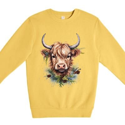 Scottish Highland Cow Cattle Hairy Cow Christmas Meaningful Gift Premium Crewneck Sweatshirt