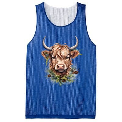 Scottish Highland Cow Cattle Hairy Cow Christmas Meaningful Gift Mesh Reversible Basketball Jersey Tank