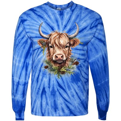 Scottish Highland Cow Cattle Hairy Cow Christmas Meaningful Gift Tie-Dye Long Sleeve Shirt