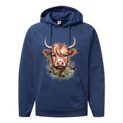 Scottish Highland Cow Cattle Hairy Cow Christmas Meaningful Gift Performance Fleece Hoodie