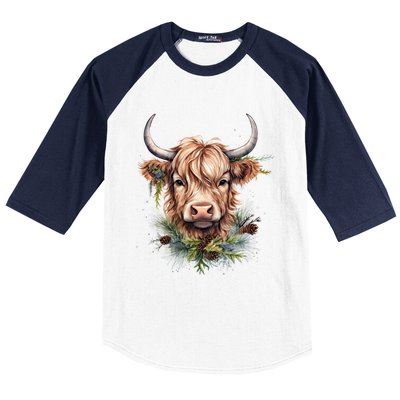 Scottish Highland Cow Cattle Hairy Cow Christmas Meaningful Gift Baseball Sleeve Shirt