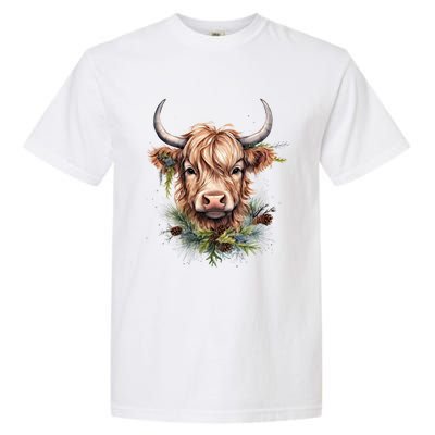 Scottish Highland Cow Cattle Hairy Cow Christmas Meaningful Gift Garment-Dyed Heavyweight T-Shirt