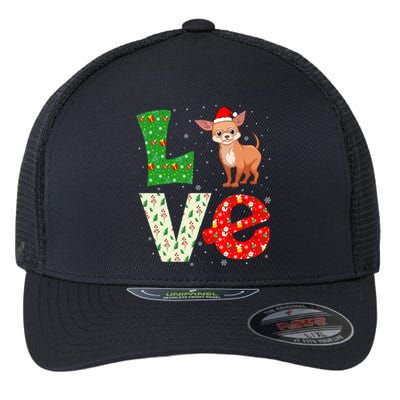 Santa Hat Christmas Themed Love Chihuahua Dog Xmas Holiday Funny Gift Flexfit Unipanel Trucker Cap