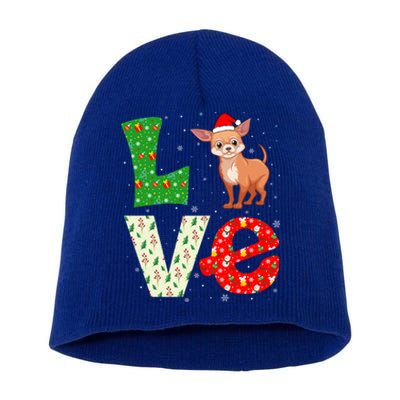 Santa Hat Christmas Themed Love Chihuahua Dog Xmas Holiday Funny Gift Short Acrylic Beanie