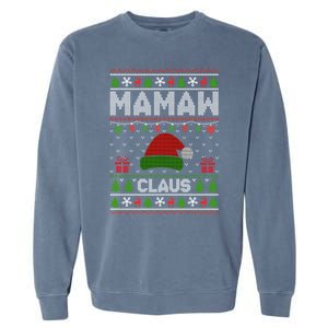 Santa Hat Christmas Light Mamaw Claus Ugly Xmas Holiday Gift Garment-Dyed Sweatshirt