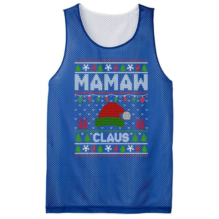 Santa Hat Christmas Light Mamaw Claus Ugly Xmas Holiday Gift Mesh Reversible Basketball Jersey Tank