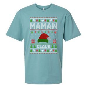 Santa Hat Christmas Light Mamaw Claus Ugly Xmas Holiday Gift Sueded Cloud Jersey T-Shirt