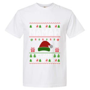 Santa Hat Christmas Light Mamaw Claus Ugly Xmas Holiday Gift Garment-Dyed Heavyweight T-Shirt