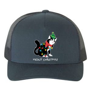 Santa Hat Cat Meowy Xmas Light Up Funny Christmas Gift Yupoong Adult 5-Panel Trucker Hat