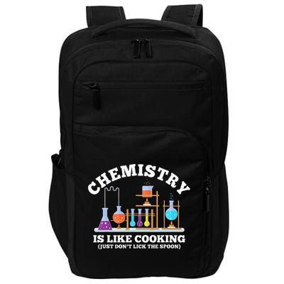 Science Humor Chemistry Is Like Cooking don't lick the Spoon Impact Tech Backpack