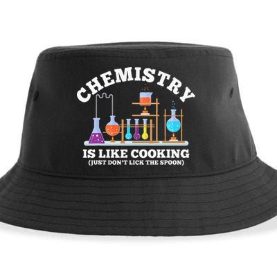Science Humor Chemistry Is Like Cooking don't lick the Spoon Sustainable Bucket Hat