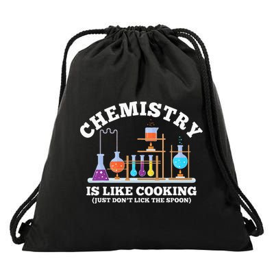 Science Humor Chemistry Is Like Cooking don't lick the Spoon Drawstring Bag