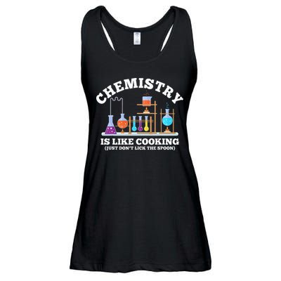 Science Humor Chemistry Is Like Cooking don't lick the Spoon Ladies Essential Flowy Tank