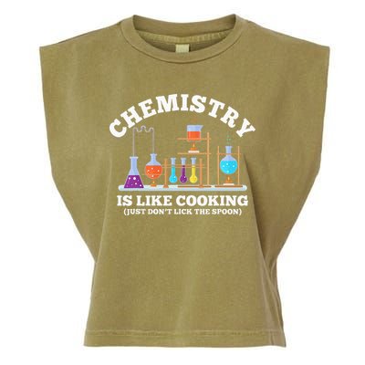 Science Humor Chemistry Is Like Cooking don't lick the Spoon Garment-Dyed Women's Muscle Tee