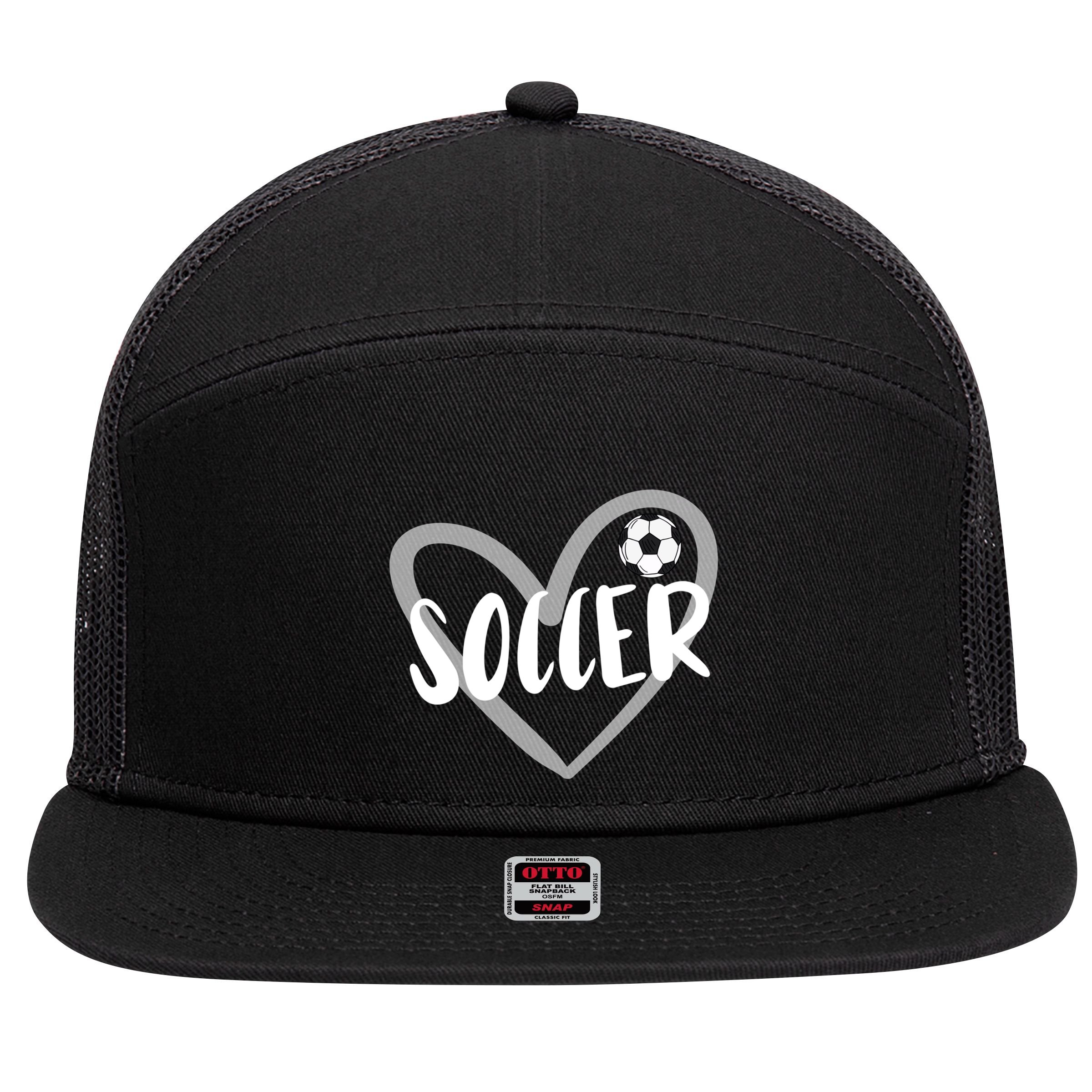 Soccer Heart Cool Gift 7 Panel Mesh Trucker Snapback Hat