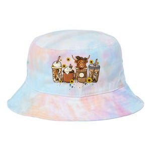 Scottish Highland Cow Sunflower Fall Vibes Coffee Lover Tie Dye Newport Bucket Hat