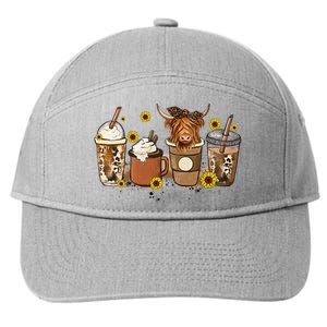 Scottish Highland Cow Sunflower Fall Vibes Coffee Lover 7-Panel Snapback Hat