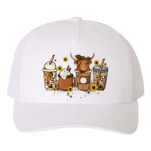 Scottish Highland Cow Sunflower Fall Vibes Coffee Lover Yupoong Adult 5-Panel Trucker Hat