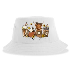 Scottish Highland Cow Sunflower Fall Vibes Coffee Lover Sustainable Bucket Hat