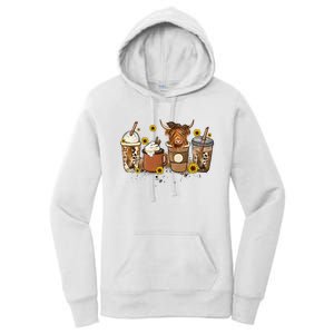 Scottish Highland Cow Sunflower Fall Vibes Coffee Lover Women's Pullover Hoodie