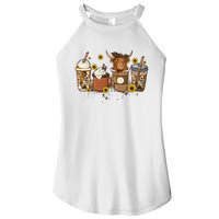 Scottish Highland Cow Sunflower Fall Vibes Coffee Lover Women's Perfect Tri Rocker Tank