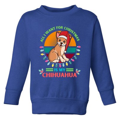 Santa Hat Chihuahua All I Want For Christmas Holiday Lights Gift Toddler Sweatshirt