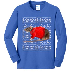 Santa Hat Christmas Lights Rat Ugly Xmas Sweater Gift Kids Long Sleeve Shirt