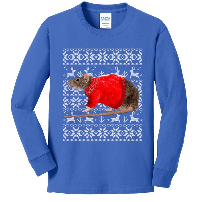 Santa Hat Christmas Lights Rat Ugly Xmas Sweater Gift Kids Long Sleeve Shirt