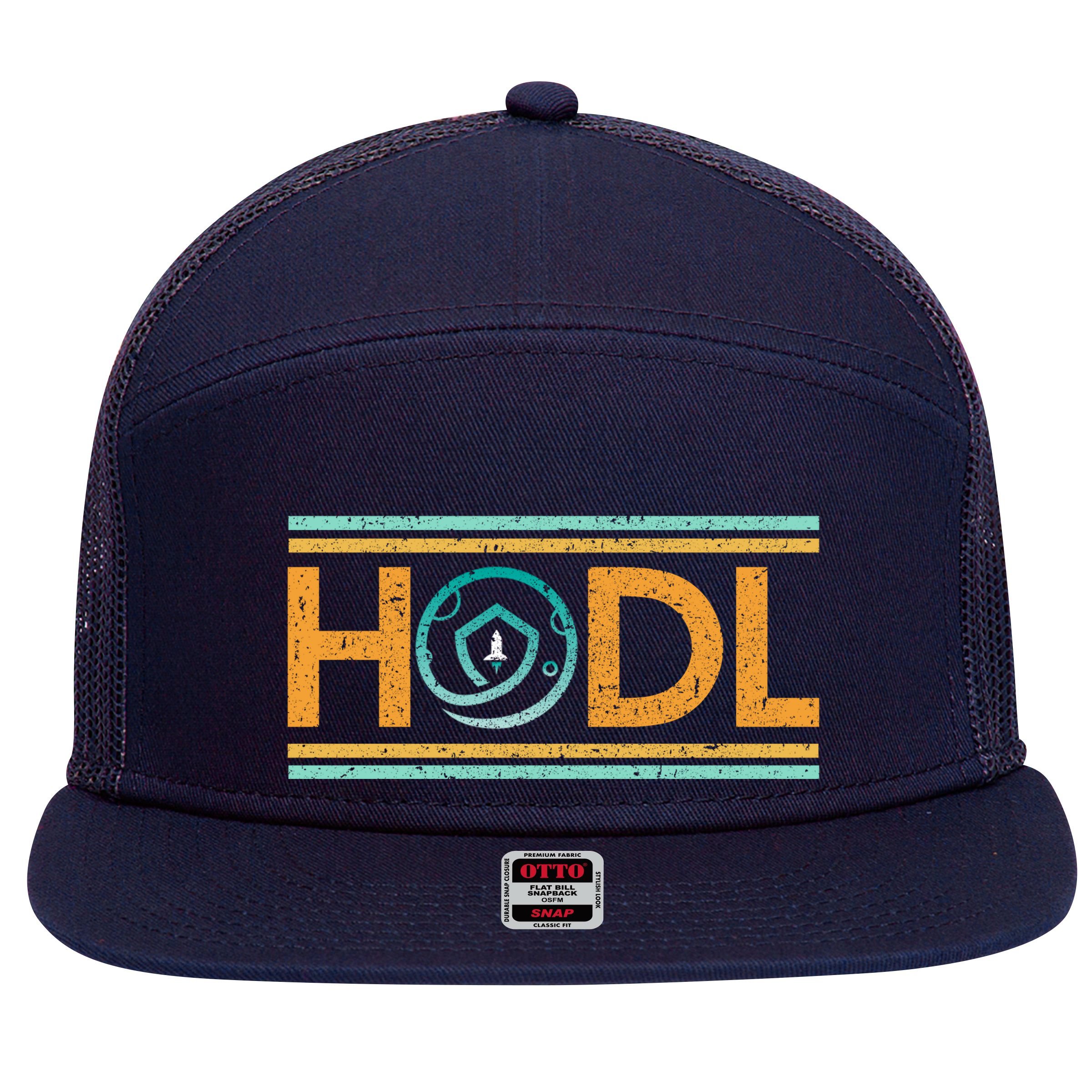Safemoon HODL Cryptocurrency 7 Panel Mesh Trucker Snapback Hat