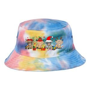 Scottish Highland Cow Christmas Tree Funny Cow Lover Xmas Tie Dye Newport Bucket Hat