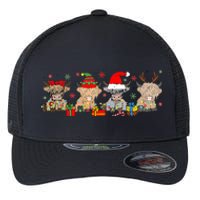 Scottish Highland Cow Christmas Tree Funny Cow Lover Xmas Flexfit Unipanel Trucker Cap