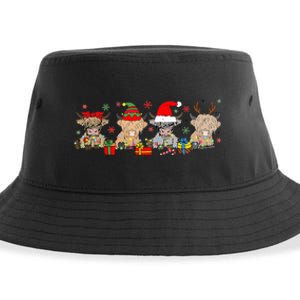 Scottish Highland Cow Christmas Tree Funny Cow Lover Xmas Sustainable Bucket Hat