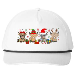 Scottish Highland Cow Christmas Tree Funny Cow Lover Xmas Snapback Five-Panel Rope Hat