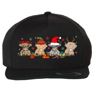 Scottish Highland Cow Christmas Tree Funny Cow Lover Xmas Wool Snapback Cap