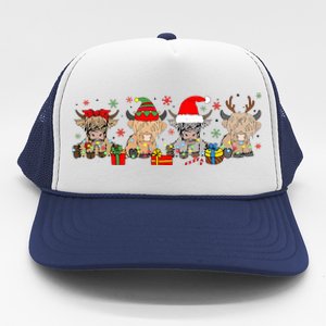 Scottish Highland Cow Christmas Tree Funny Cow Lover Xmas Trucker Hat