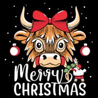 Scottish Highland Cow Merry Christmas Snow 7-Panel Snapback Hat