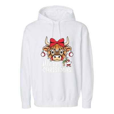 Scottish Highland Cow Merry Christmas Snow Garment-Dyed Fleece Hoodie