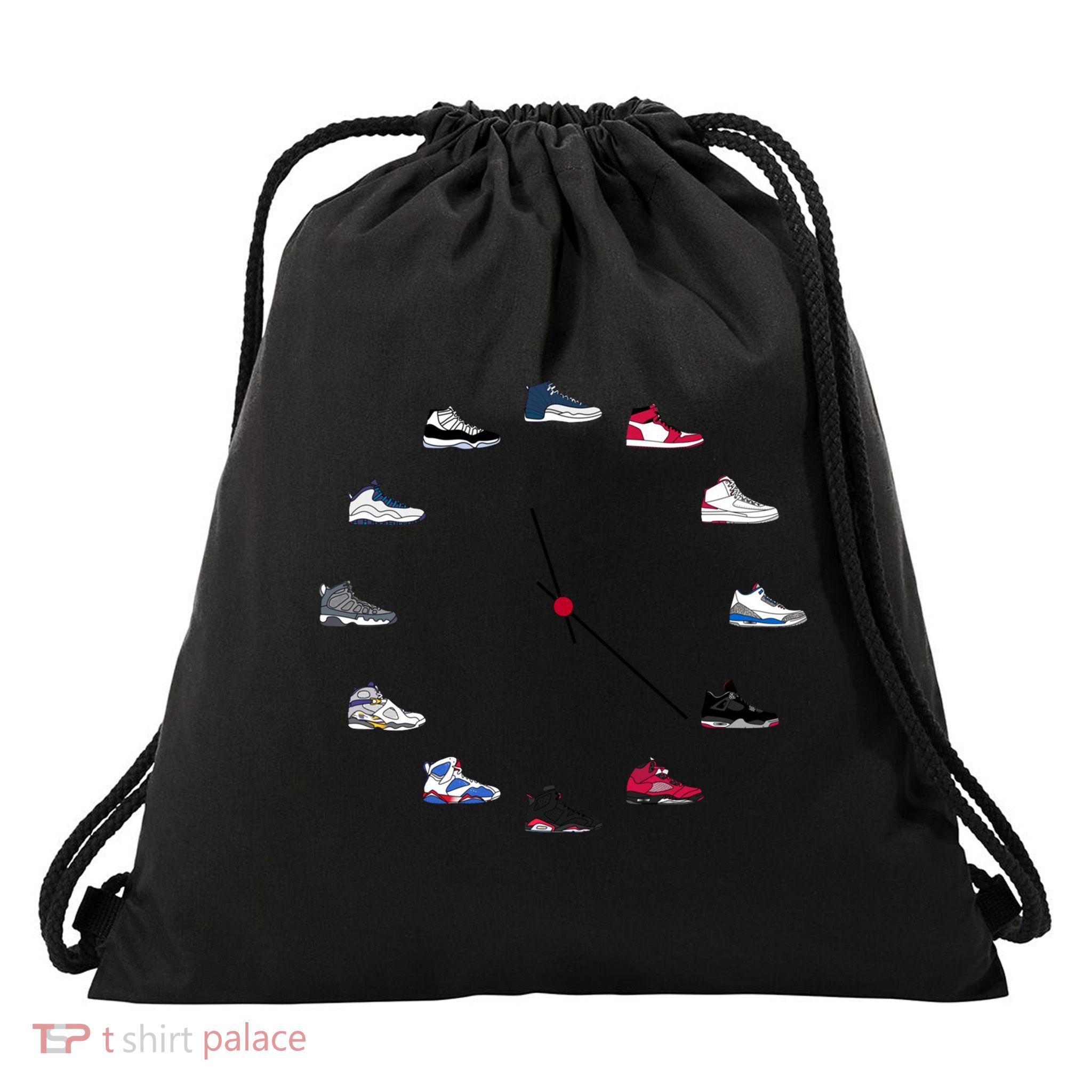 Sneaker Head Clock Drawstring Bag
