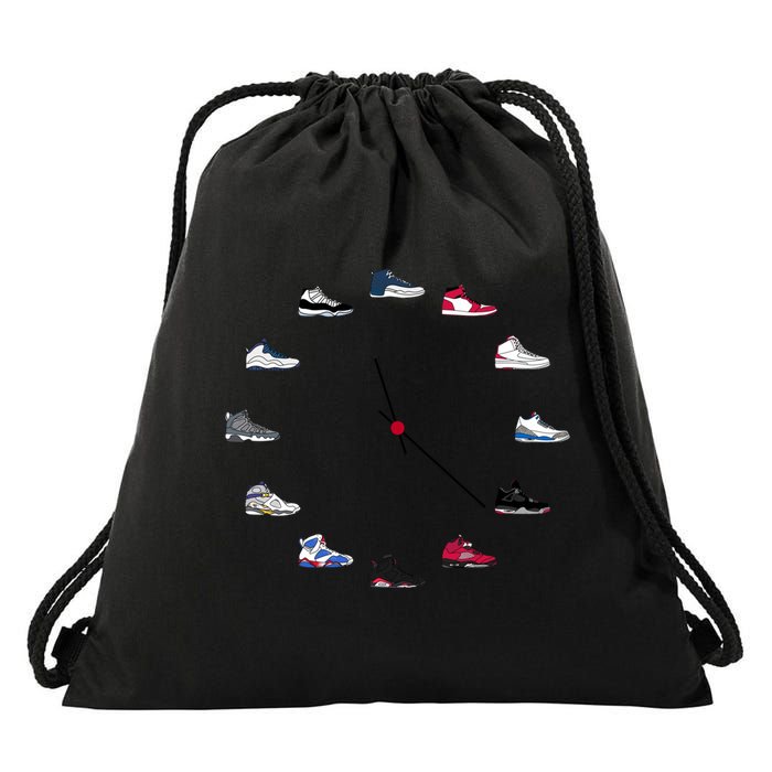Sneaker Head Clock Drawstring Bag