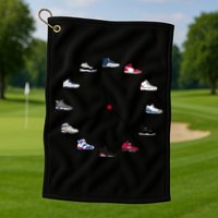 Sneaker Head Clock Golf Towel