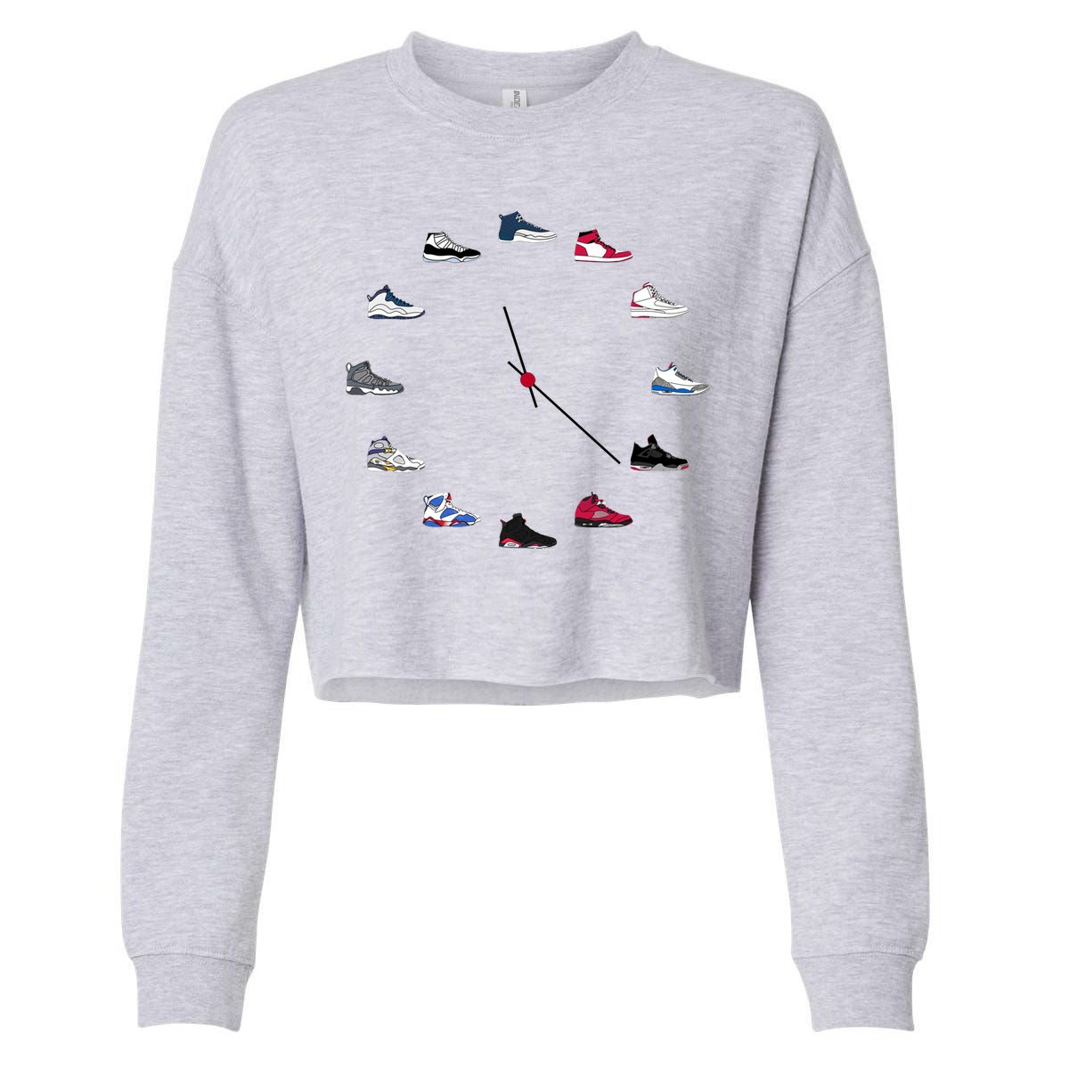 Sneaker Head Clock Cropped Pullover Crew