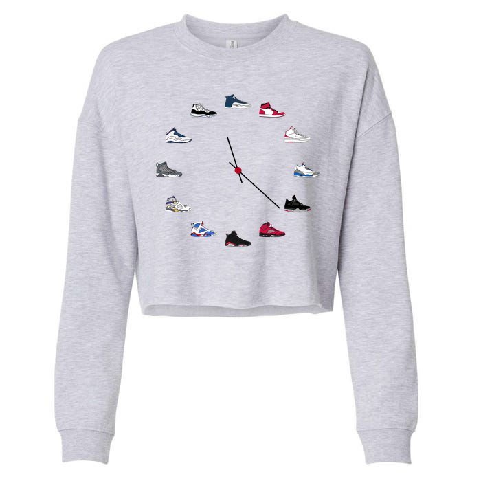 Sneaker Head Clock Cropped Pullover Crew