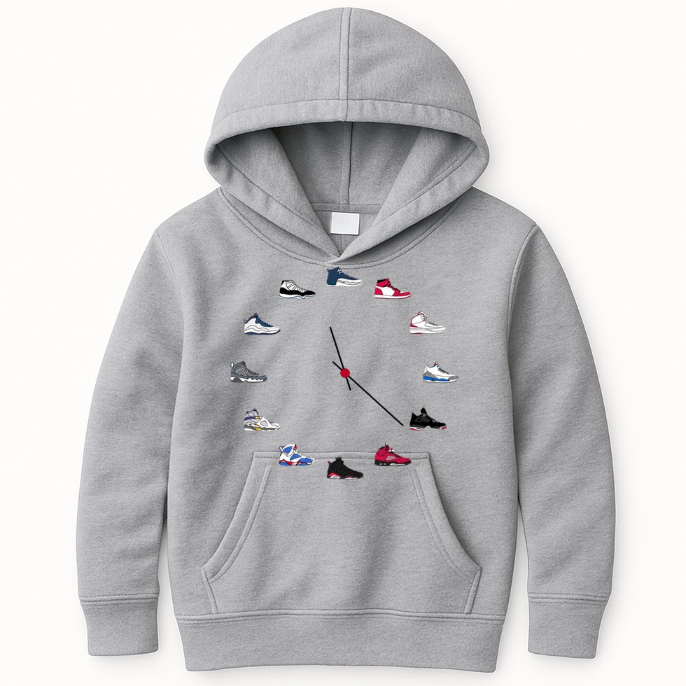Sneaker Head Clock Kids Hoodie