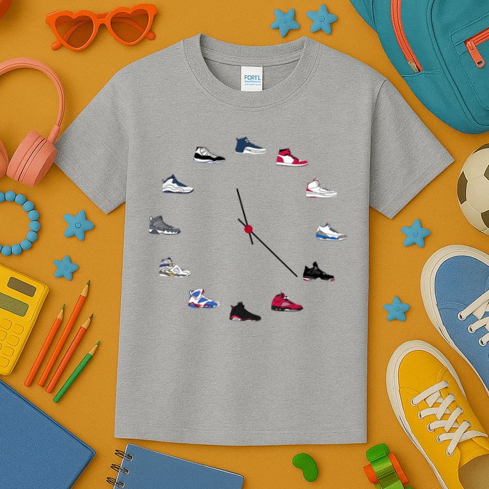 Sneaker Head Clock Kids T-Shirt