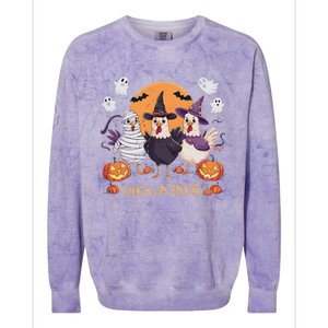 Spooky Halloween Chicken Pumpkin Farm Chick Or Treat Colorblast Crewneck Sweatshirt