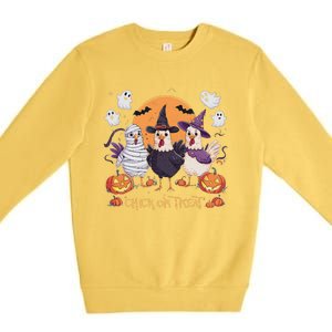 Spooky Halloween Chicken Pumpkin Farm Chick Or Treat Premium Crewneck Sweatshirt